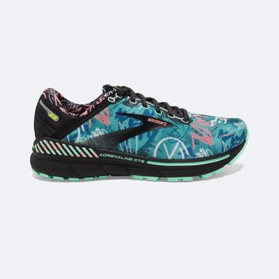 Brooks Adrenaline GTS 22 παπουτσια για τρεξιμο γυναικεια μαυρα/πρασινο/ροζ | GR905216