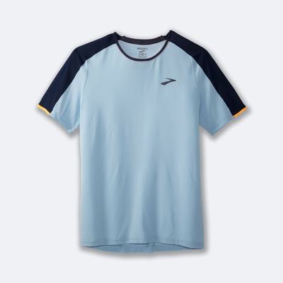 Brooks Atmosphere Short Sleeve μπλουζακια ανδρικα σκουρο μπλε/πορτοκαλι | GR087523