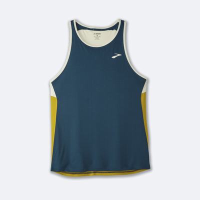 Brooks Atmosphere Singlet αμανικα μπλουζακια ανδρικα μπλε σκουρο/πορτοκαλι | GR392851