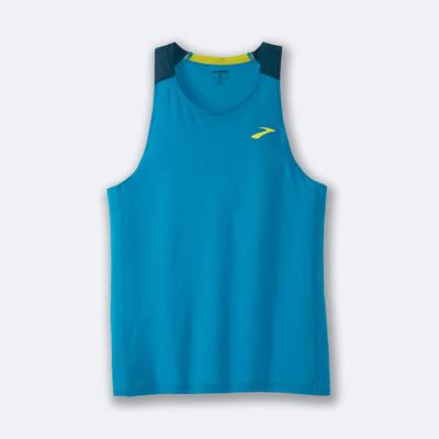 Brooks Atmosphere Singlet αμανικα μπλουζακια ανδρικα μπλε/βαθυ πρασινο | GR738450