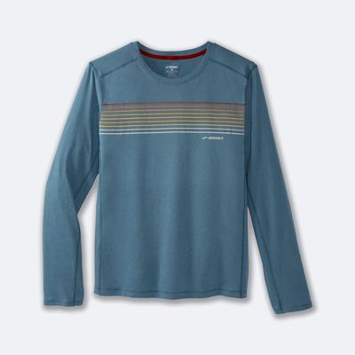 Brooks Distance Long Sleeve 2.0 μπλουζακια ανδρικα μπλε/ριγε | GR167289