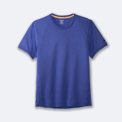 Brooks Distance Short Sleeve μπλουζακια ανδρικα μπλε | GR056294