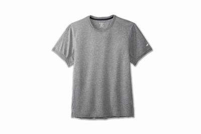 Brooks Distance Short Sleeve μπλουζακια ανδρικα γκρι | GR760291