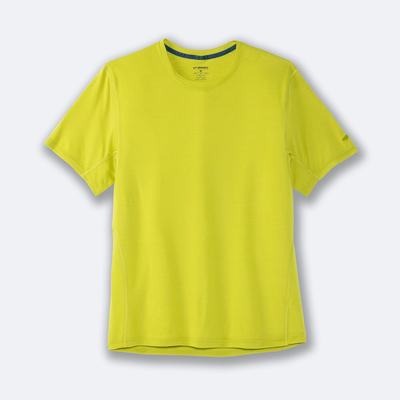 Brooks Distance Short Sleeve μπλουζακια ανδρικα κίτρινα | GR897416