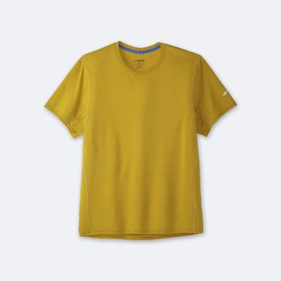 Brooks Distance Short Sleeve μπλουζακια ανδρικα χρυσο χρωμα | GR973421