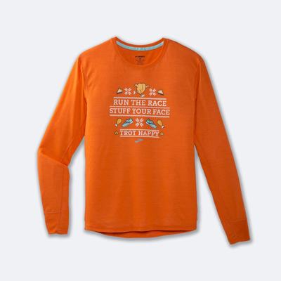 Brooks Distance σταμπεσ Long Sleeve μπλουζακια ανδρικα πορτοκαλι | GR830572