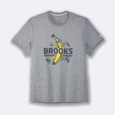 Brooks Distance σταμπεσ Short Sleeve μπλουζακια ανδρικα γκρι | GR503829