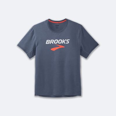 Brooks Distance σταμπεσ Short Sleeve μπλουζακια ανδρικα γκρι | GR692703