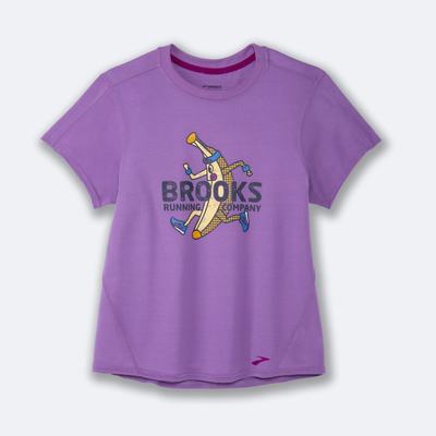 Brooks Distance σταμπεσ Short Sleeve μπλουζακια γυναικεια μωβ | GR706435