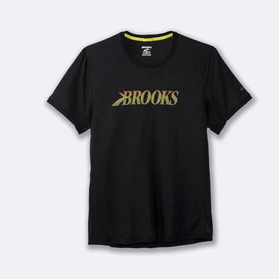 Brooks Distance σταμπεσ Short Sleeve μπλουζακια ανδρικα μαυρα | GR821053