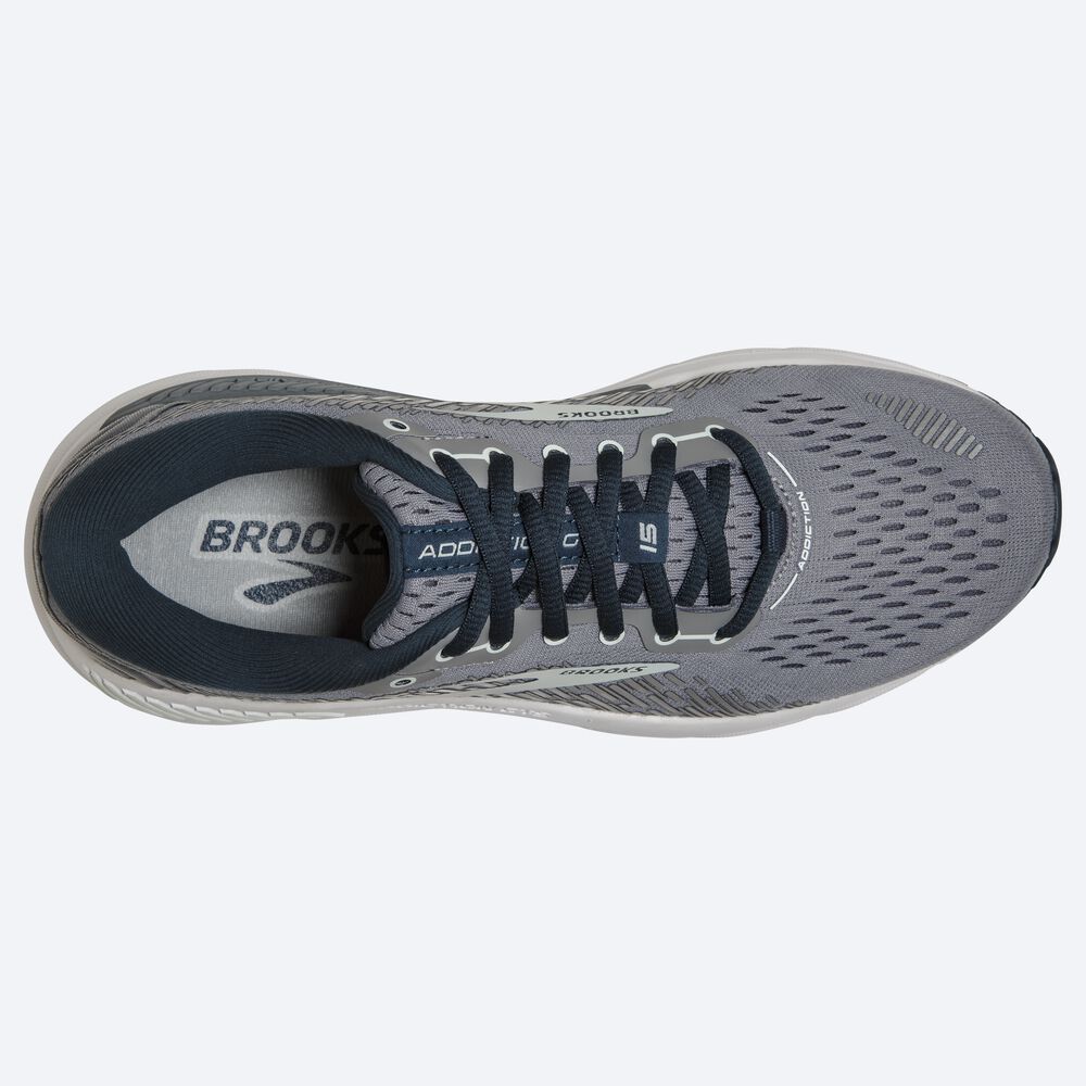 Brooks Addiction GTS 15 παπουτσια για τρεξιμο γυναικεια γκρι/σκουρο μπλε/ανοιχτο τυρκουάζ | GR254831