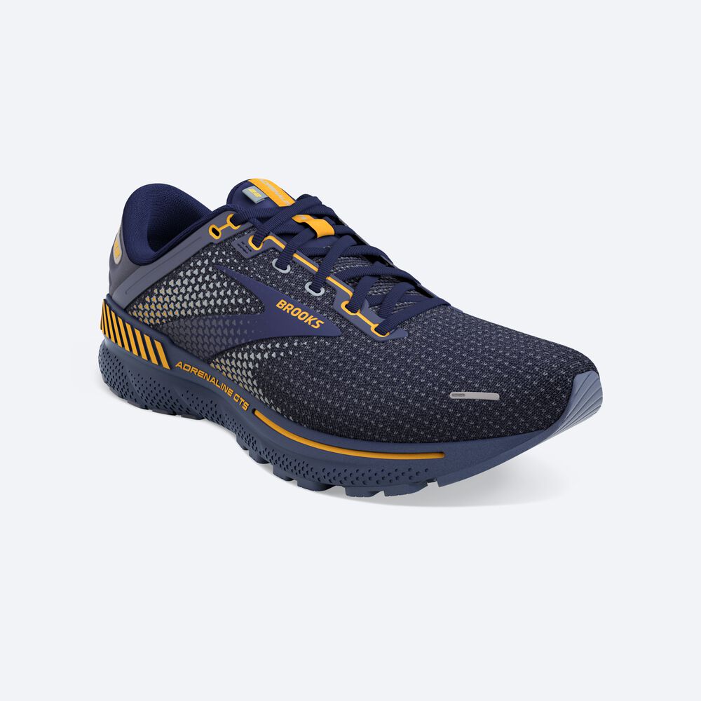 Brooks Adrenaline GTS 22 παπουτσια για τρεξιμο ανδρικα σκουρο μπλε/γκρι/πορτοκαλι με λουλουδια | GR146327