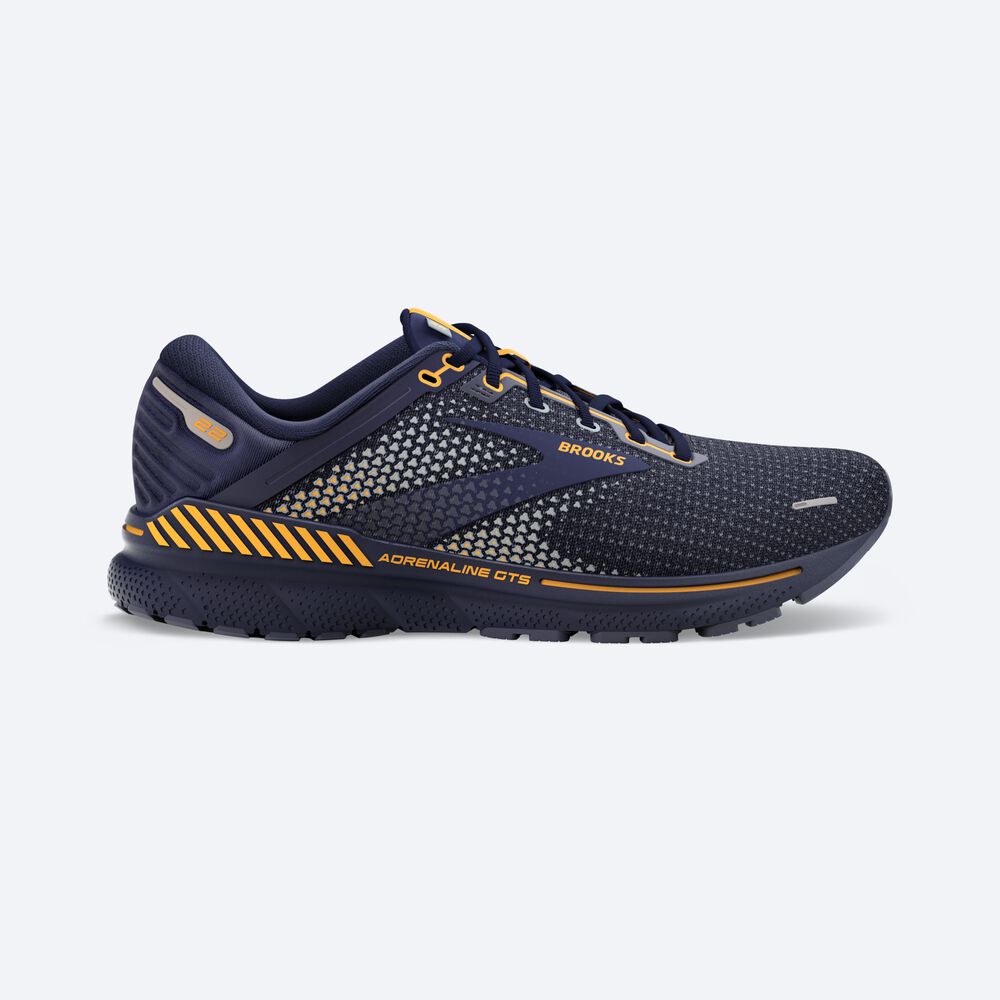 Brooks Adrenaline GTS 22 παπουτσια για τρεξιμο ανδρικα σκουρο μπλε/γκρι/πορτοκαλι με λουλουδια | GR146327