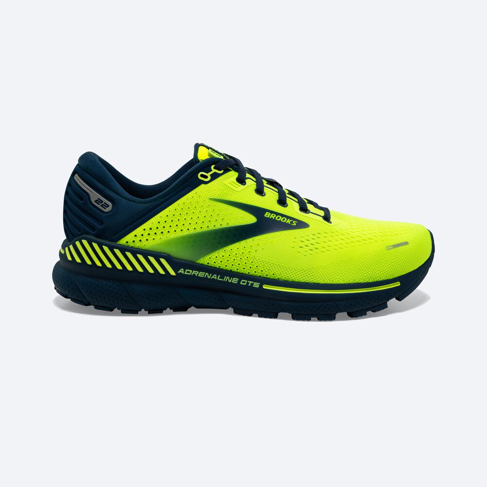 Brooks Adrenaline GTS 22 παπουτσια για τρεξιμο ανδρικα κίτρινα/σκουρο μπλε | GR298473