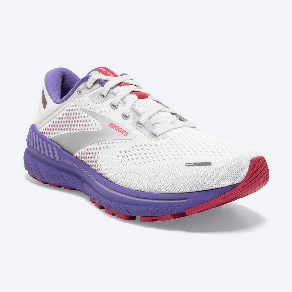 Brooks Adrenaline GTS 22 παπουτσια για τρεξιμο γυναικεια ασπρα/κοραλι/μωβ | GR365427