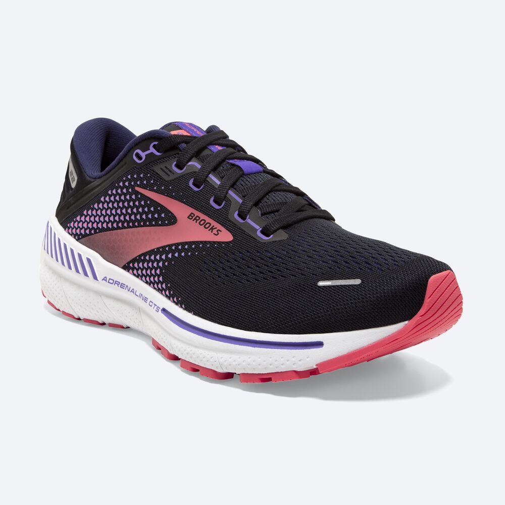 Brooks Adrenaline GTS 22 παπουτσια για τρεξιμο γυναικεια μαυρα/μωβ/κοραλι | GR512963