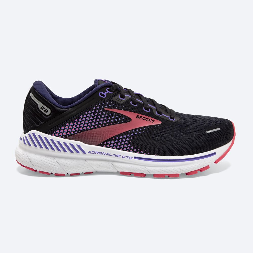 Brooks Adrenaline GTS 22 παπουτσια για τρεξιμο γυναικεια μαυρα/μωβ/κοραλι | GR512963