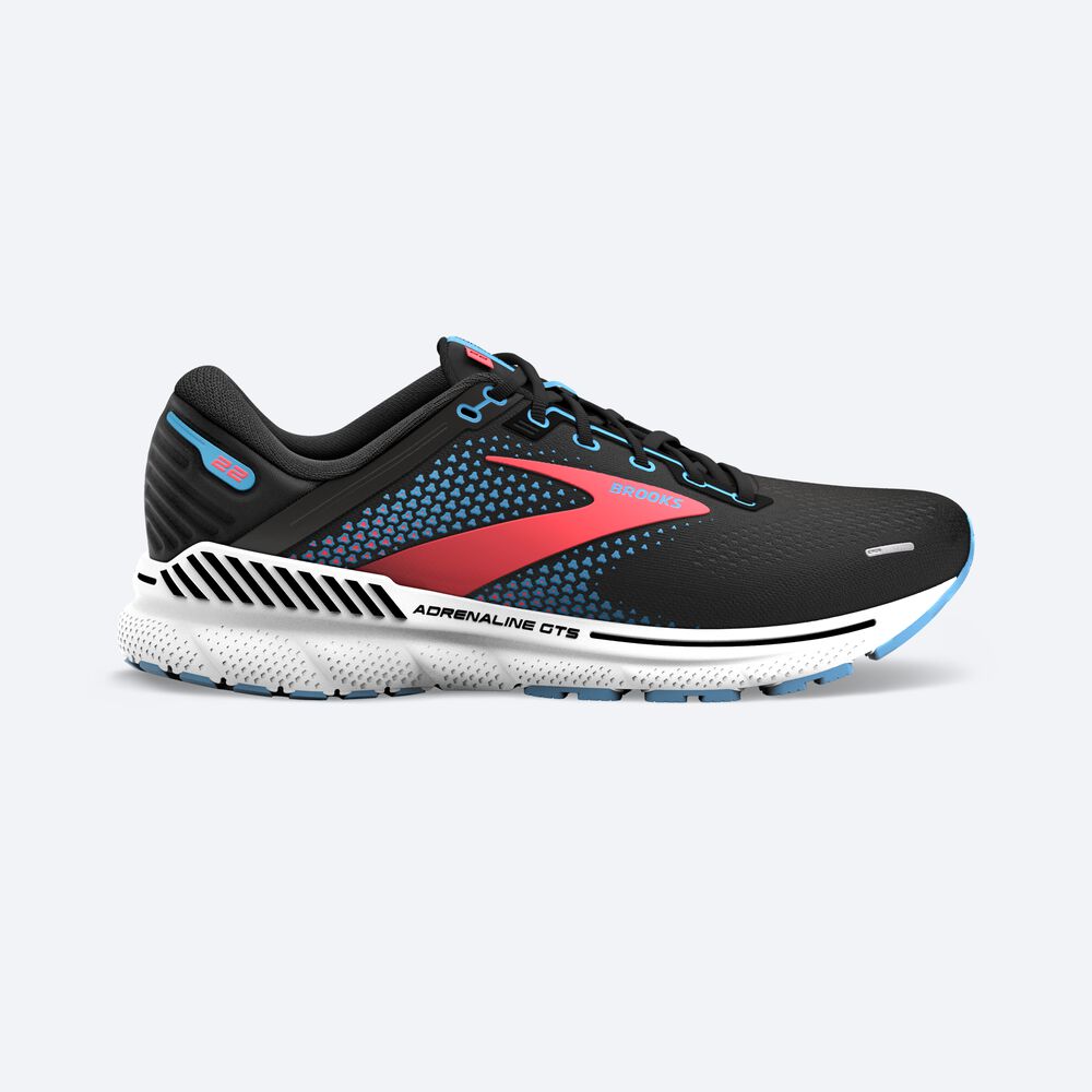 Brooks Adrenaline GTS 22 παπουτσια για τρεξιμο γυναικεια μαυρα/μπλε/κοραλι | GR516902