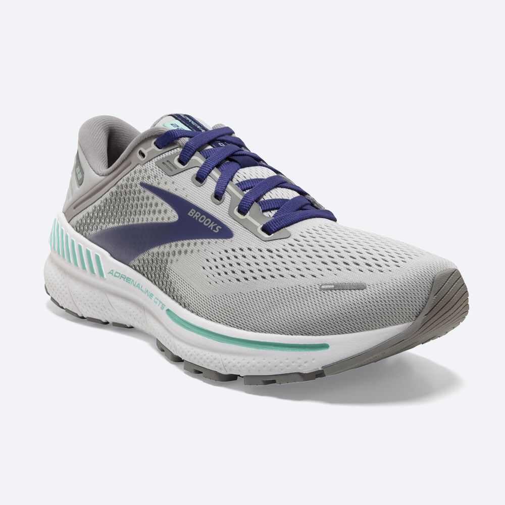 Brooks Adrenaline GTS 22 παπουτσια για τρεξιμο γυναικεια γκρι/μπλε/πρασινο | GR671092