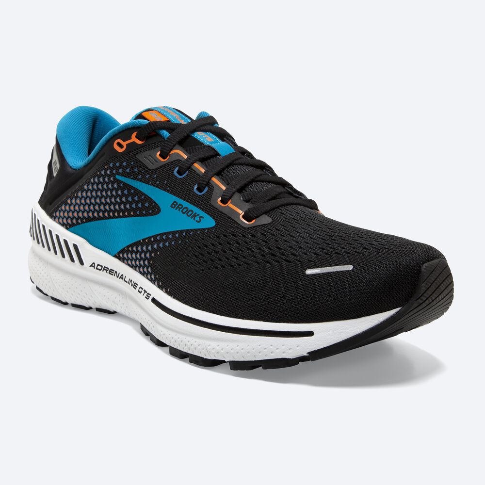 Brooks Adrenaline GTS 22 παπουτσια για τρεξιμο ανδρικα μαυρα/μπλε/πορτοκαλι | GR710358