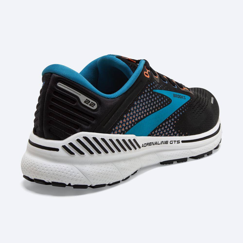 Brooks Adrenaline GTS 22 παπουτσια για τρεξιμο ανδρικα μαυρα/μπλε/πορτοκαλι | GR710358