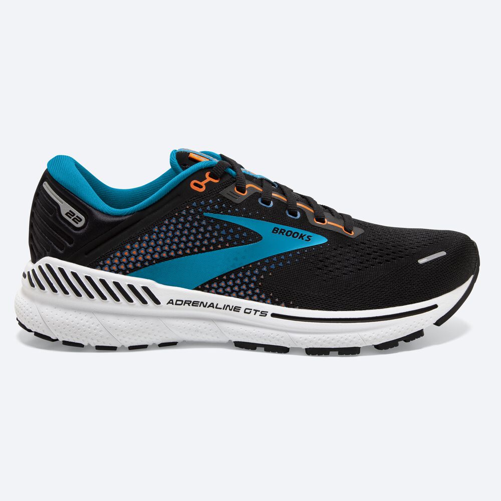 Brooks Adrenaline GTS 22 παπουτσια για τρεξιμο ανδρικα μαυρα/μπλε/πορτοκαλι | GR710358