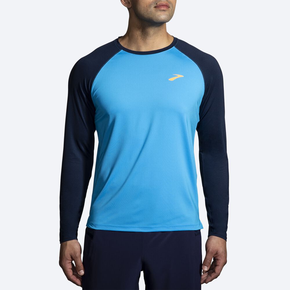 Brooks Atmosphere Long Sleeve 2.0 μπλουζακια ανδρικα μπλε/σκουρο μπλε | GR472395