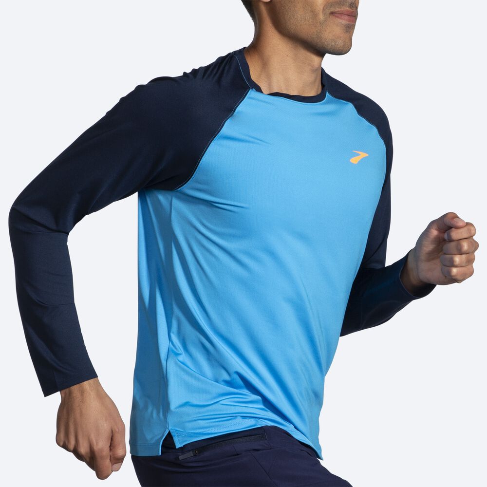 Brooks Atmosphere Long Sleeve 2.0 μπλουζακια ανδρικα μπλε/σκουρο μπλε | GR472395