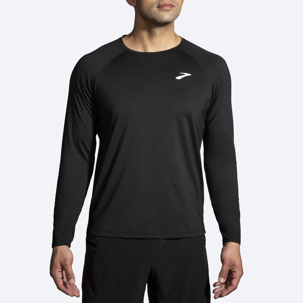 Brooks Atmosphere Long Sleeve 2.0 μπλουζακια ανδρικα μαυρα | GR840175