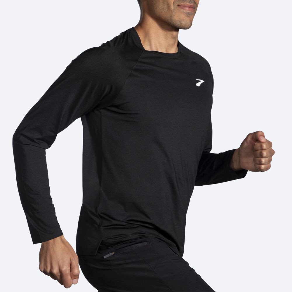 Brooks Atmosphere Long Sleeve 2.0 μπλουζακια ανδρικα μαυρα | GR840175