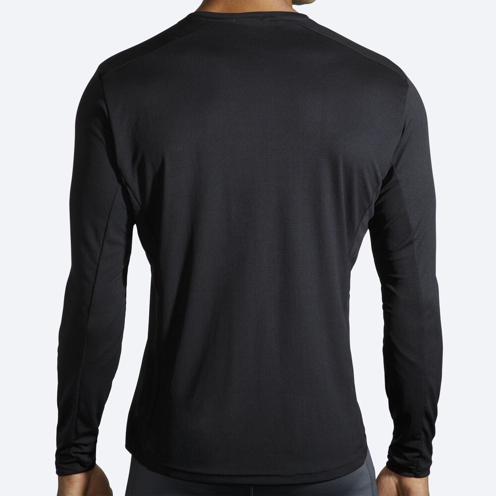 Brooks Atmosphere Long Sleeve μπλουζακια ανδρικα μαυρα | GR065234