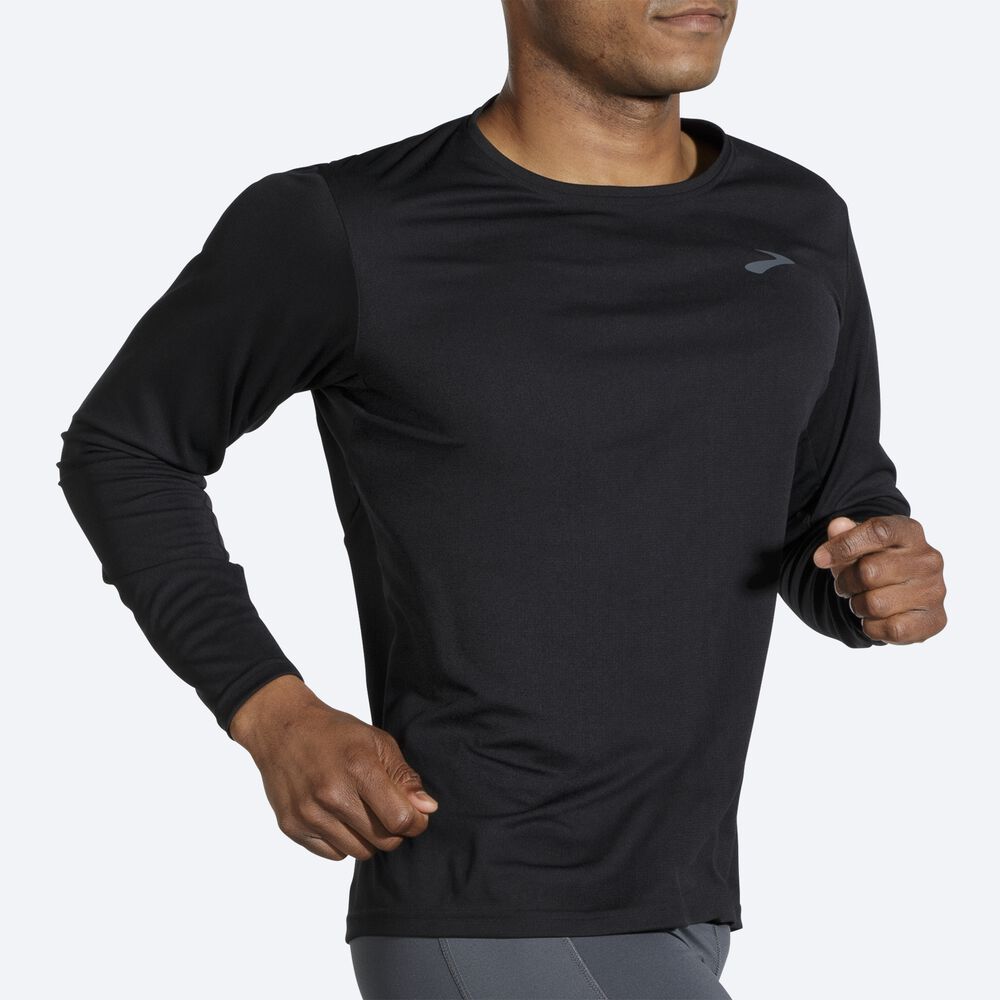 Brooks Atmosphere Long Sleeve μπλουζακια ανδρικα μαυρα | GR065234