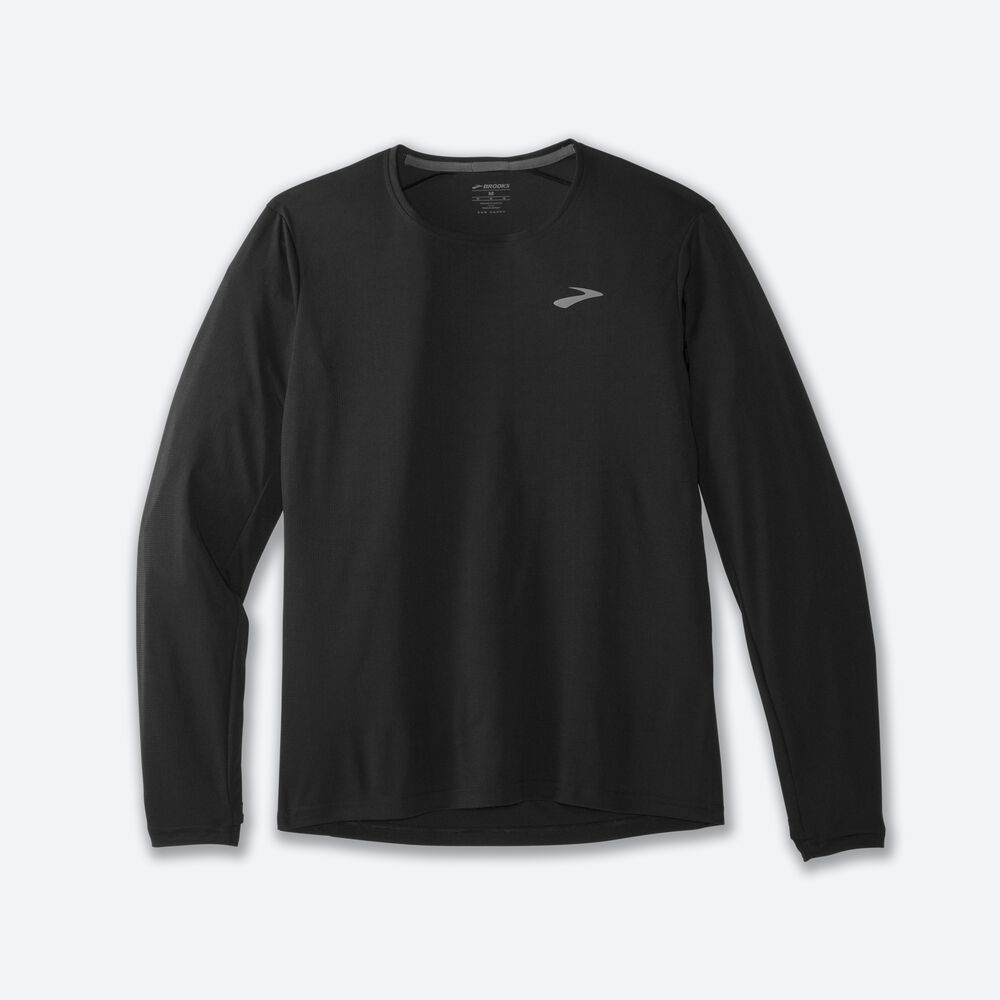 Brooks Atmosphere Long Sleeve μπλουζακια ανδρικα μαυρα | GR065234