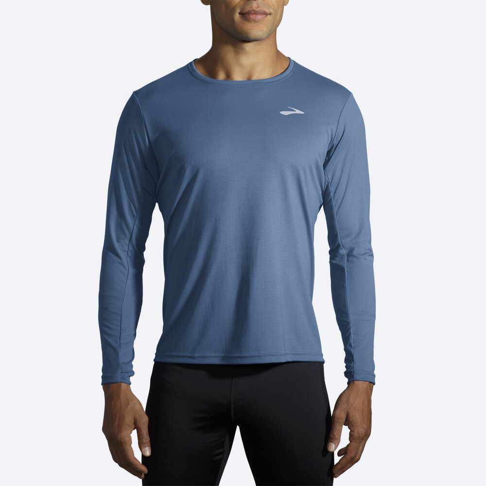 Brooks Atmosphere Long Sleeve μπλουζακια ανδρικα μπλε | GR280471