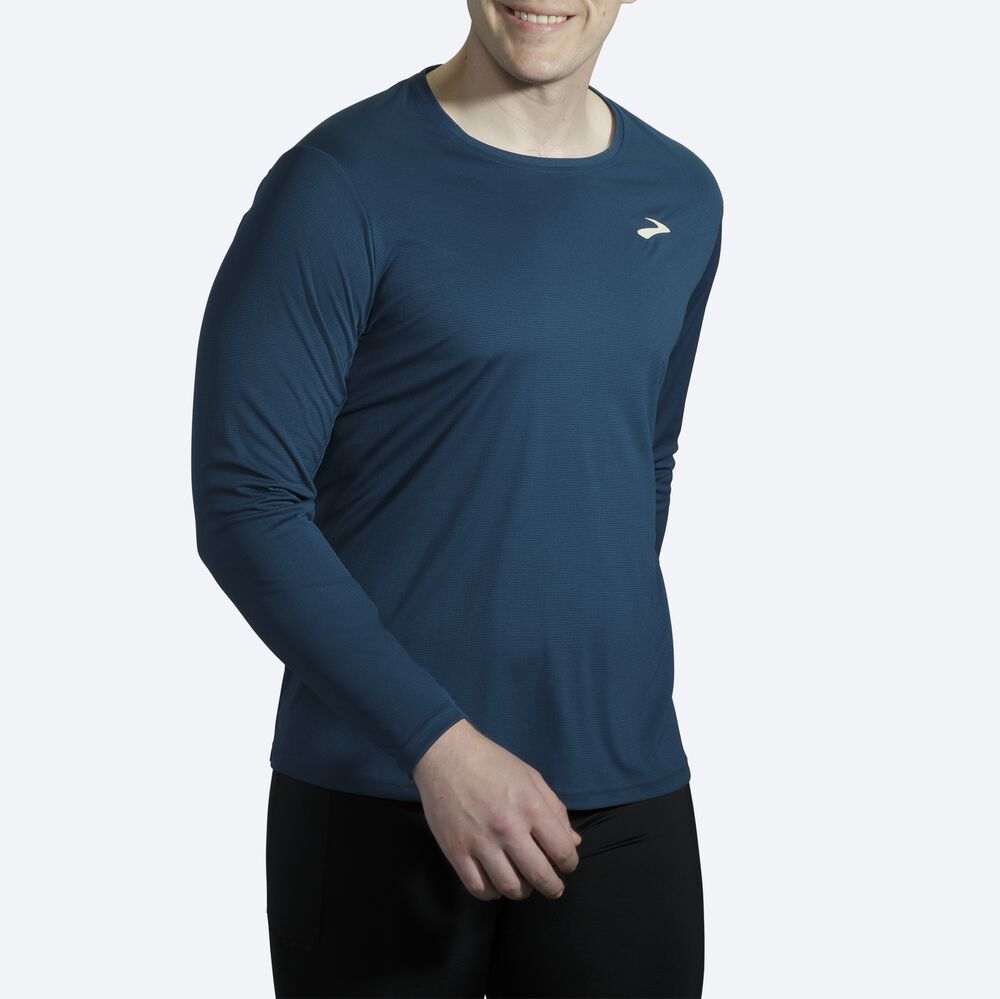 Brooks Atmosphere Long Sleeve μπλουζακια ανδρικα μπλε σκουρο | GR532706