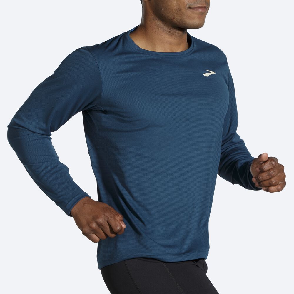 Brooks Atmosphere Long Sleeve μπλουζακια ανδρικα μπλε σκουρο | GR532706