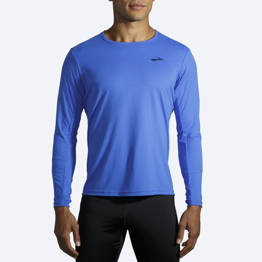 Brooks Atmosphere Long Sleeve μπλουζακια ανδρικα μπλε | GR632405