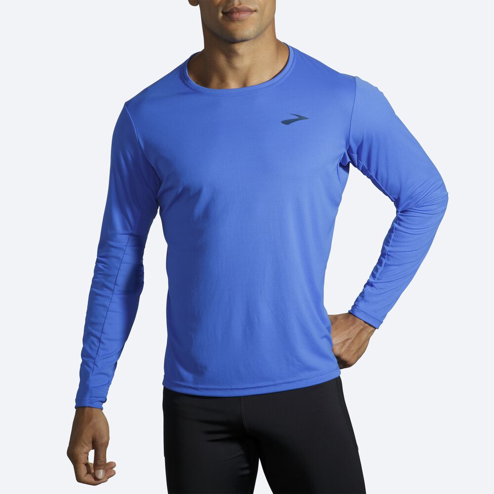 Brooks Atmosphere Long Sleeve μπλουζακια ανδρικα μπλε | GR632405