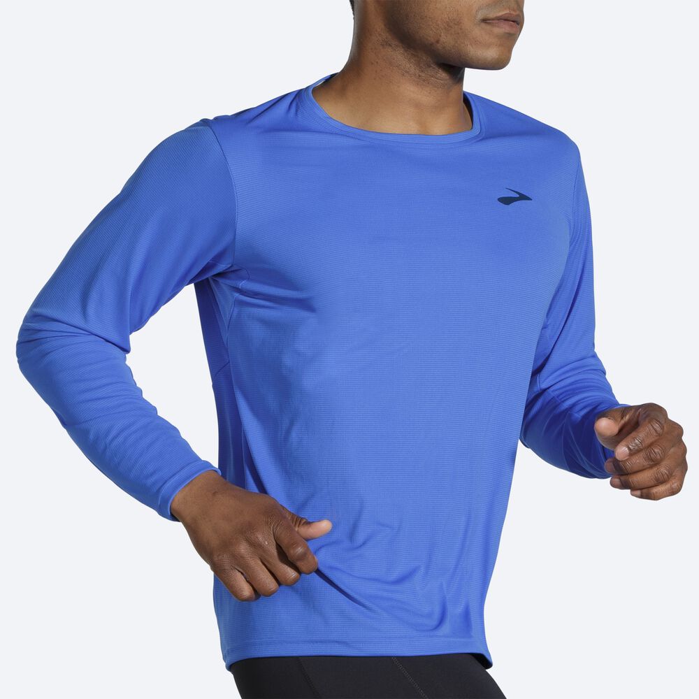 Brooks Atmosphere Long Sleeve μπλουζακια ανδρικα μπλε | GR632405