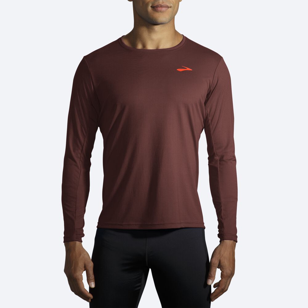 Brooks Atmosphere Long Sleeve μπλουζακια ανδρικα σοκολάτα | GR874235