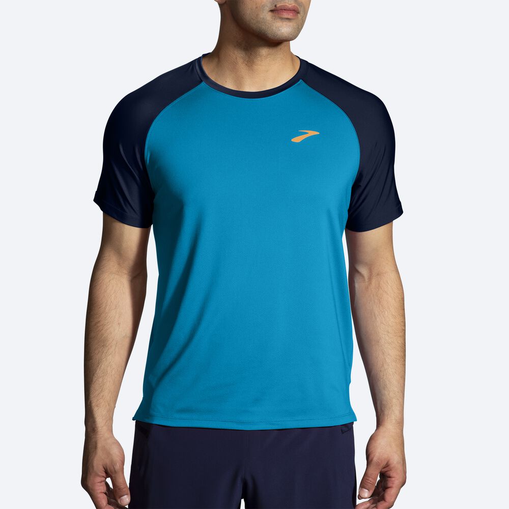 Brooks Atmosphere Short Sleeve 2.0 μπλουζακια ανδρικα μπλε/σκουρο μπλε | GR012763