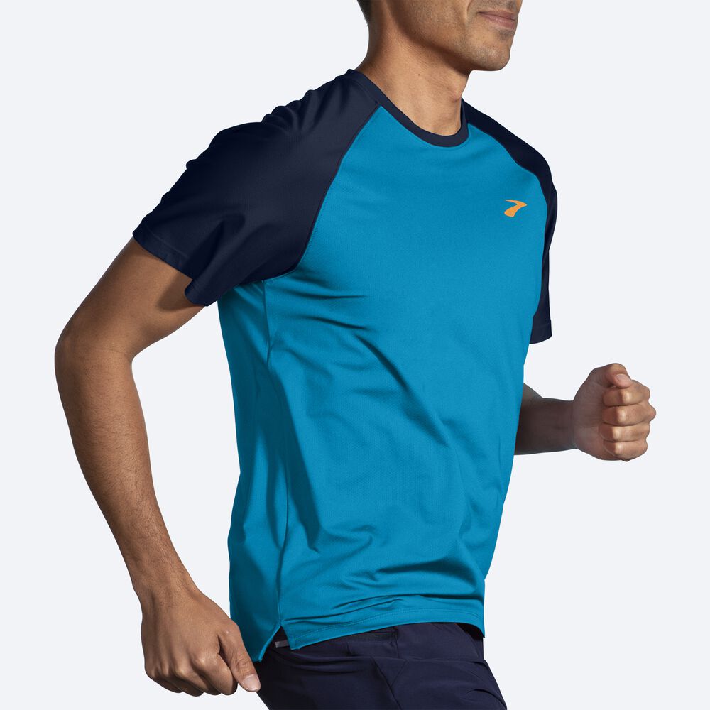 Brooks Atmosphere Short Sleeve 2.0 μπλουζακια ανδρικα μπλε/σκουρο μπλε | GR012763