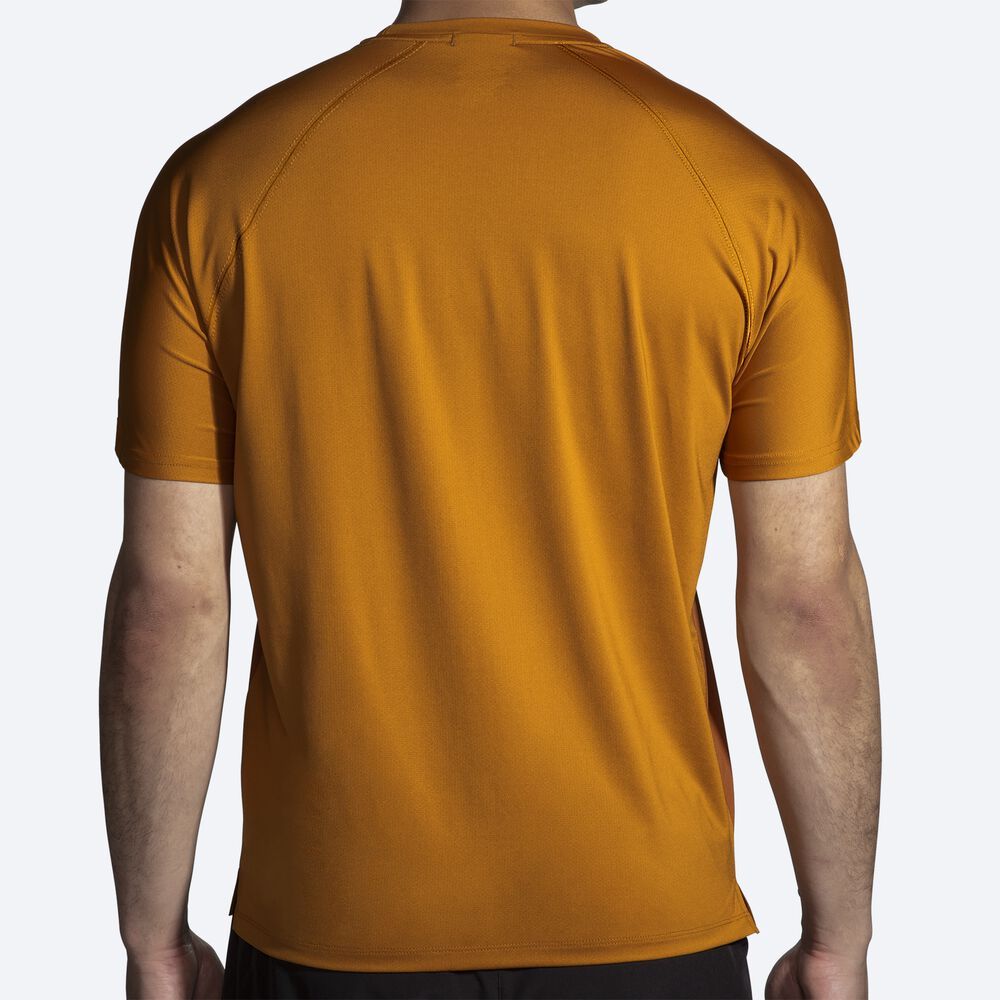 Brooks Atmosphere Short Sleeve 2.0 μπλουζακια ανδρικα καφε/κίτρινα | GR648057