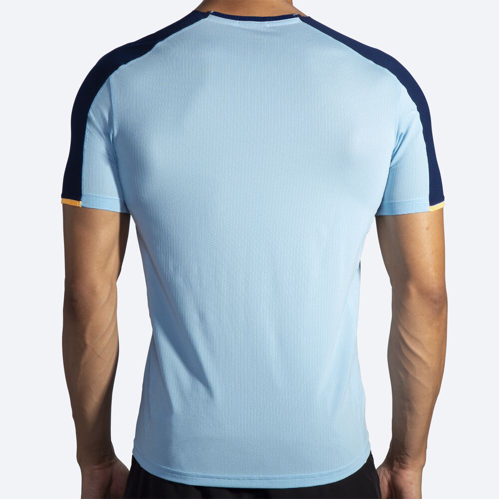 Brooks Atmosphere Short Sleeve μπλουζακια ανδρικα σκουρο μπλε/πορτοκαλι | GR087523