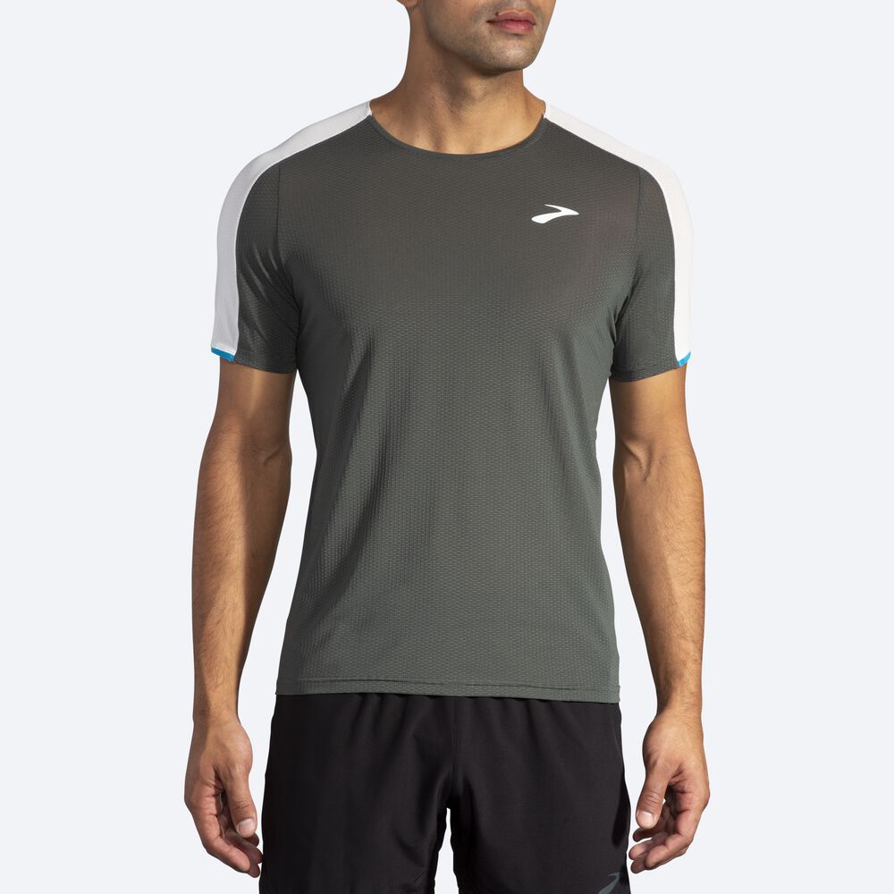 Brooks Atmosphere Short Sleeve μπλουζακια ανδρικα βαθυ γκρι/γκρι | GR532681