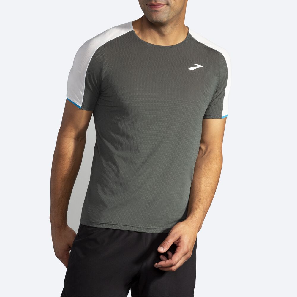 Brooks Atmosphere Short Sleeve μπλουζακια ανδρικα βαθυ γκρι/γκρι | GR532681