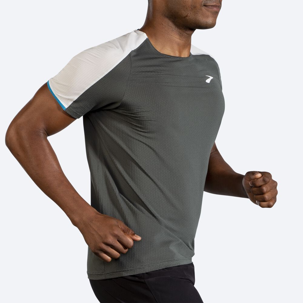 Brooks Atmosphere Short Sleeve μπλουζακια ανδρικα βαθυ γκρι/γκρι | GR532681