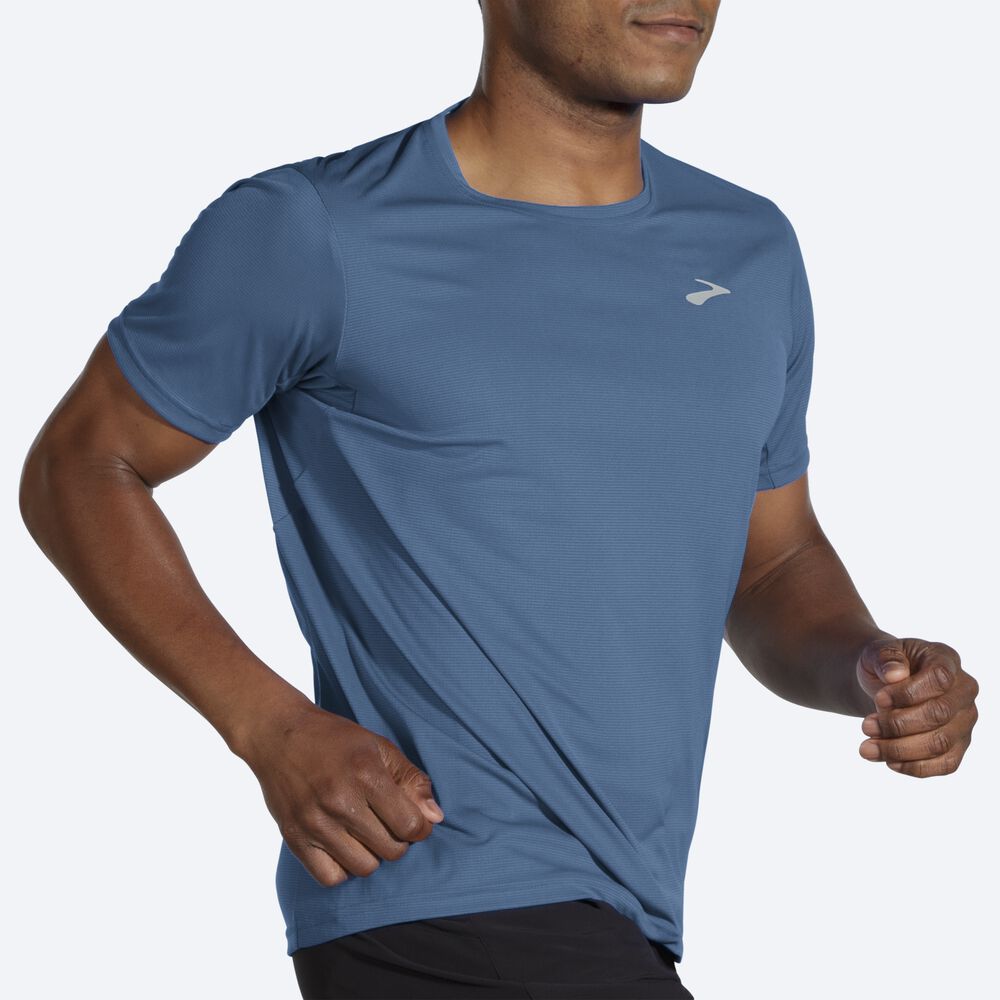 Brooks Atmosphere Short Sleeve μπλουζακια ανδρικα μπλε | GR684270