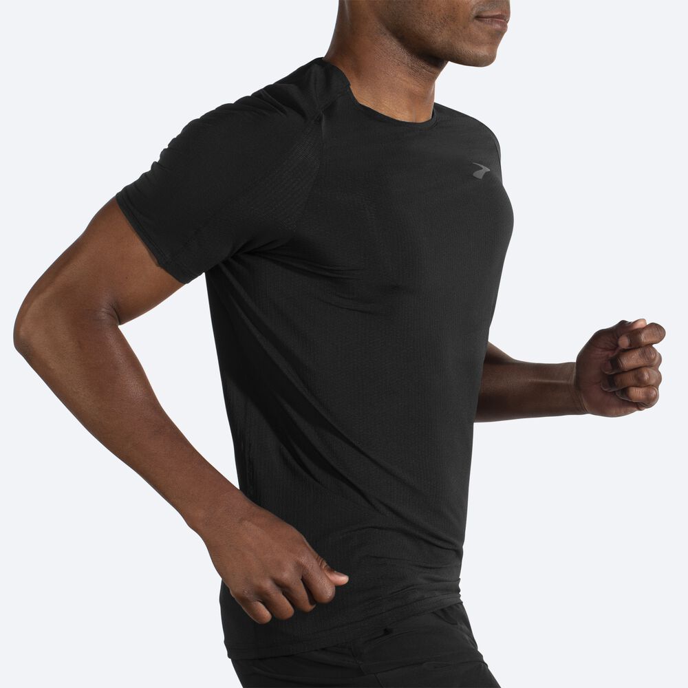 Brooks Atmosphere Short Sleeve μπλουζακια ανδρικα μαυρα | GR726184