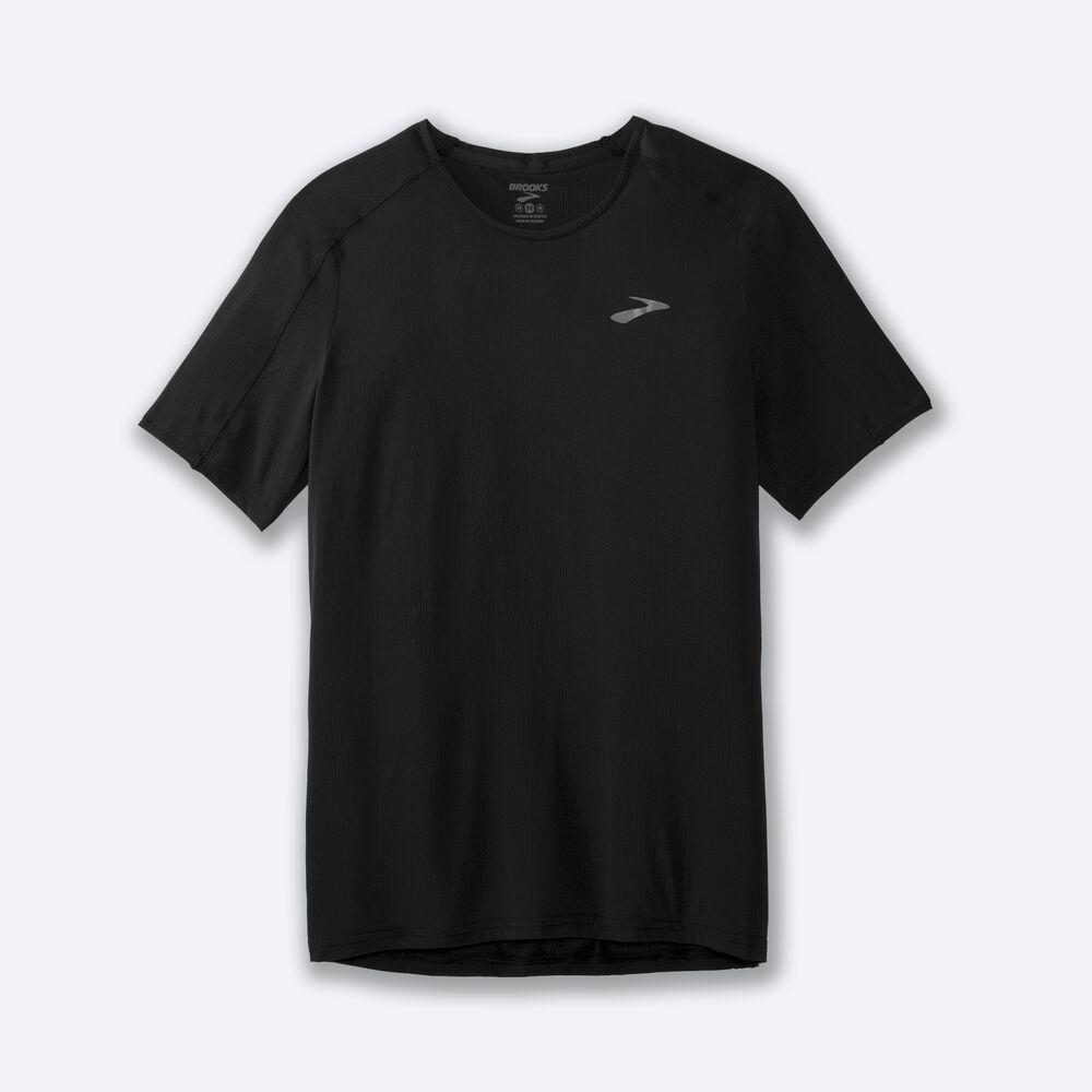 Brooks Atmosphere Short Sleeve μπλουζακια ανδρικα μαυρα | GR726184